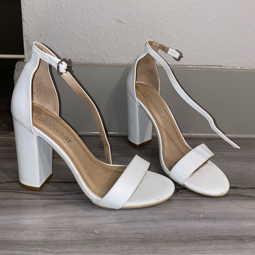White Block Heels